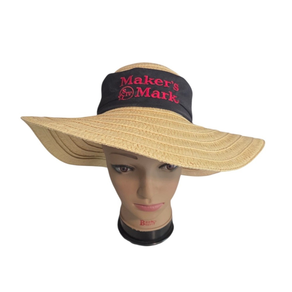 Maker's Mark Paper Sun Hat Women's Floppy Kentucky Derby Beach Hat Wide Brim
